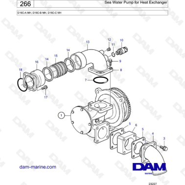 Volvo Penta D16 - Sea Water Pump for Heat Exchanger - DAM Marine