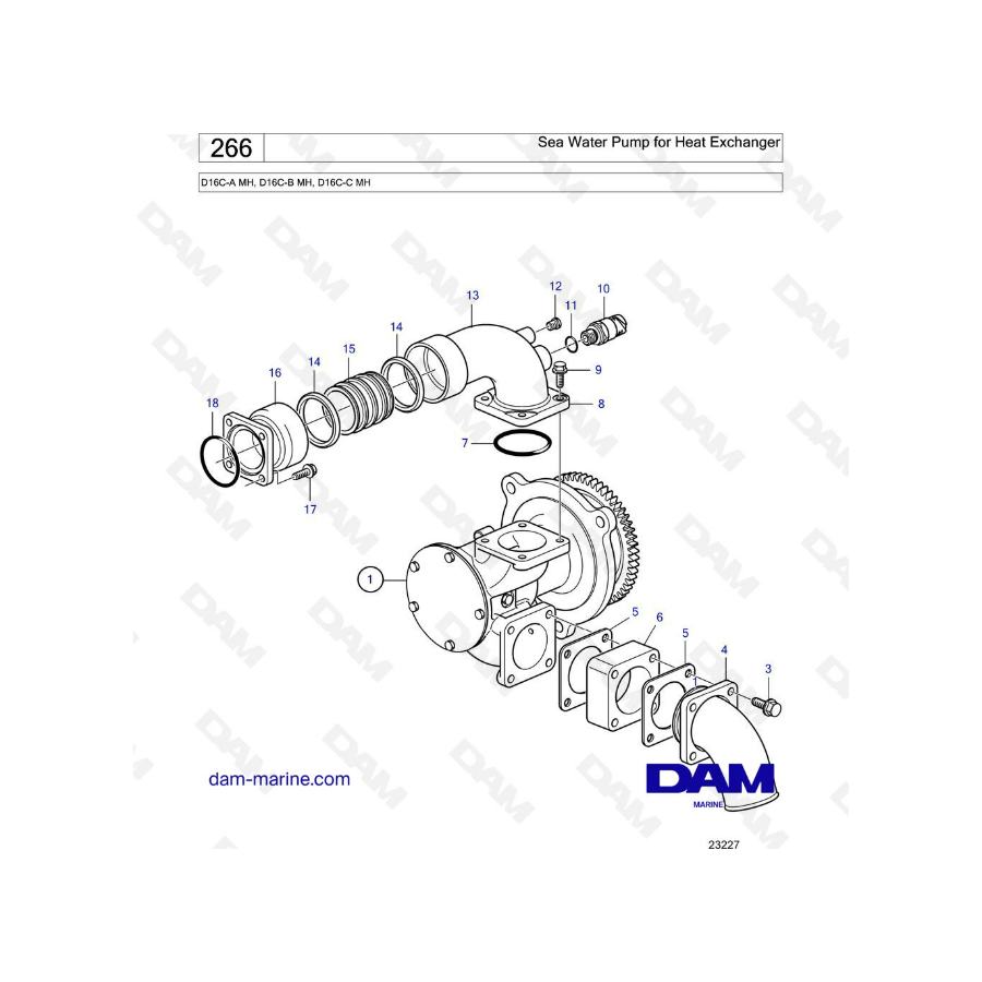 Volvo Penta D16 - Sea Water Pump for Heat Exchanger