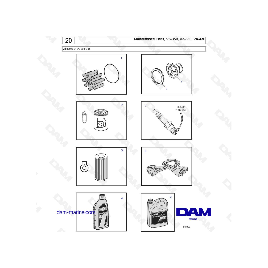 Volvo Penta V8-350 / V8-380 - Maintenance Parts