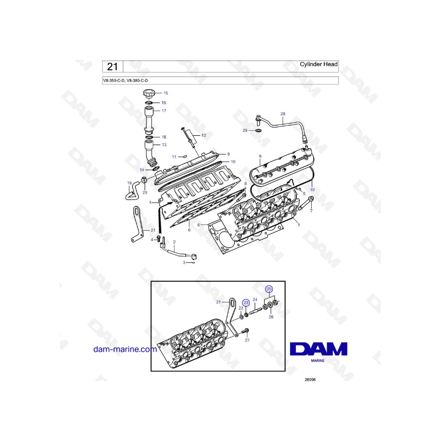 Volvo Penta V8-350 / V8-380 - Culata