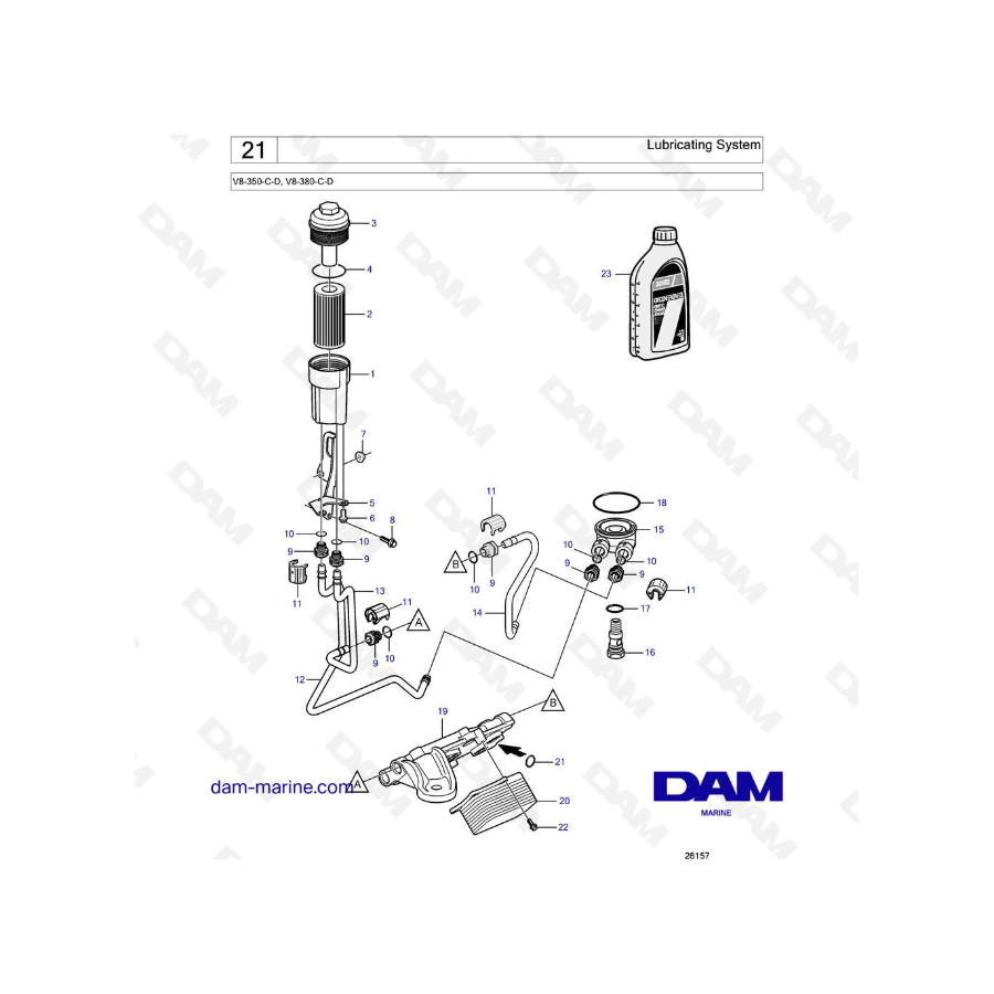 Volvo Penta V8-350 / V8-380 - Lubricating system