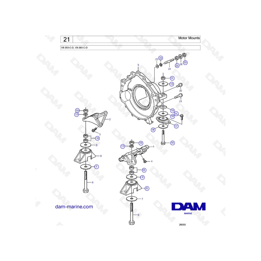 Volvo Penta V8-350 / V8-380 - Motor Mounts