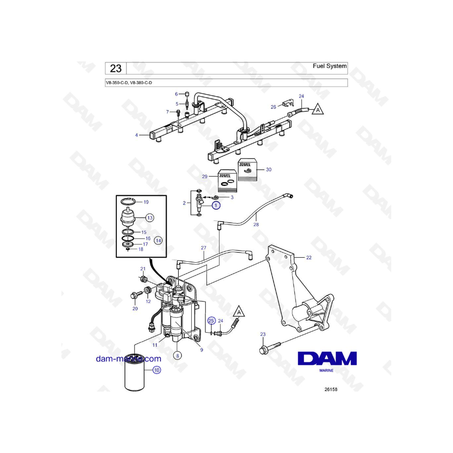 Volvo Penta V8-350 / V8-380 - Fuel system