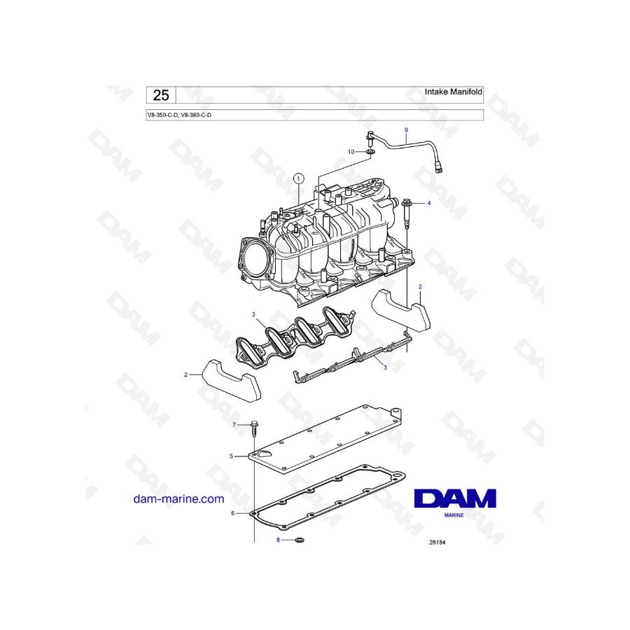 Volvo Penta V8-350 / V8-380 - Colector de admisión