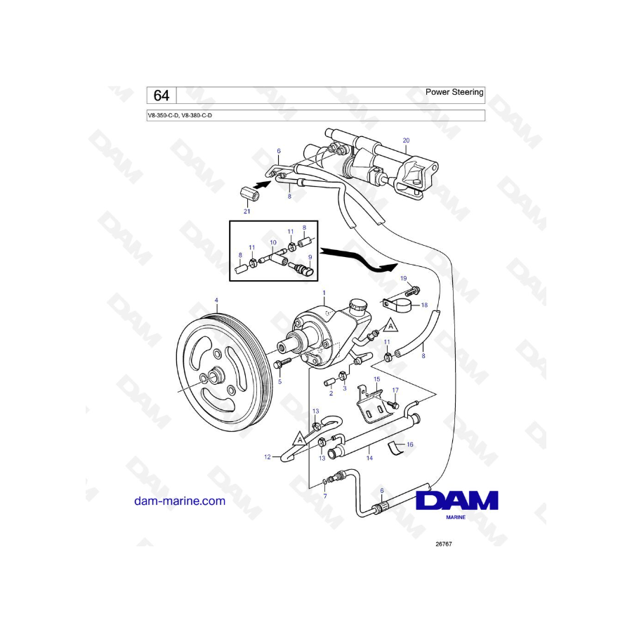 Volvo Penta V8-350 / V8-380 - Dirección asistida