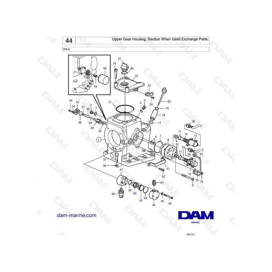 Volvo Penta IPS-A - Upper Gear Housing. Section When Used Exchange Parts.