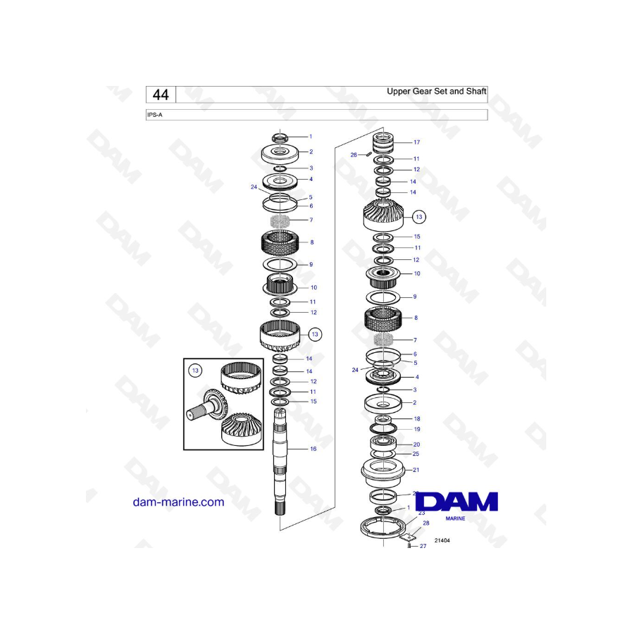 Volvo Penta IPS-A - Conjunto de engranaje superior y eje