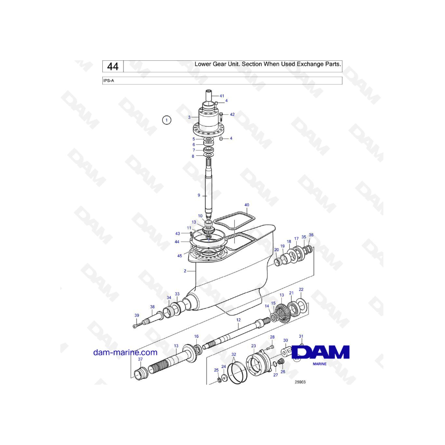 Volvo Penta IPS-A - Lower Gear Unit. Section When Used Exchange Parts.