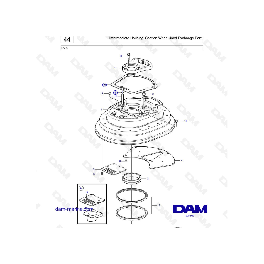 Volvo Penta IPS-A - Intermediate Housing. Section When Used Exchange Part.