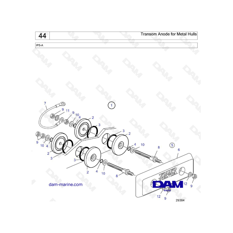 Volvo Penta IPS-A - Ánodo de espejo de popa para cascos metálicos