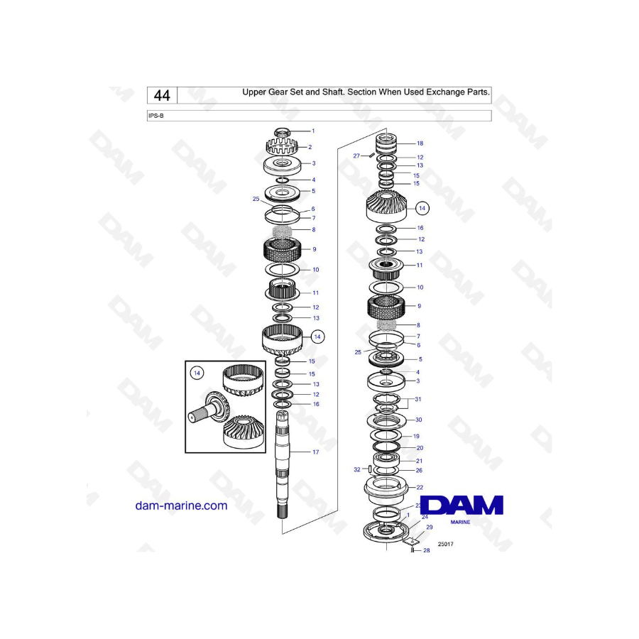 Volvo Penta IPS-B - Upper Gear Set & Shaft, Section When Used Exchange ...