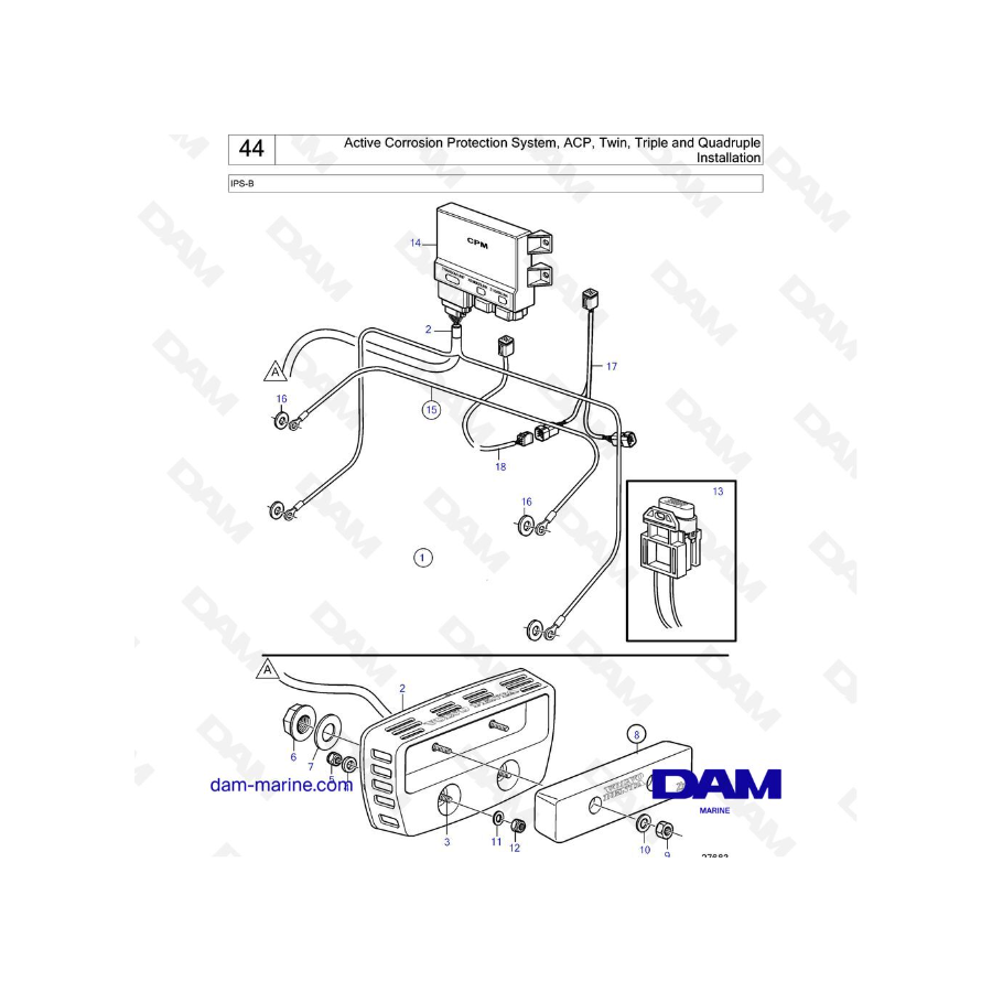 Volvo Penta IPS-B - Active Corrosion Protection System, ACP, Twin, Triple and Quadruple Installation