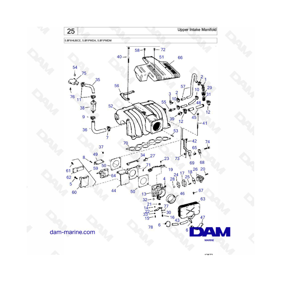 VOLVO PENTA Colector Admision Superior 25 5.8FIIHUBCE, 5.8FiPMDA, 5.8FiPMDM - Colector Admision Superior