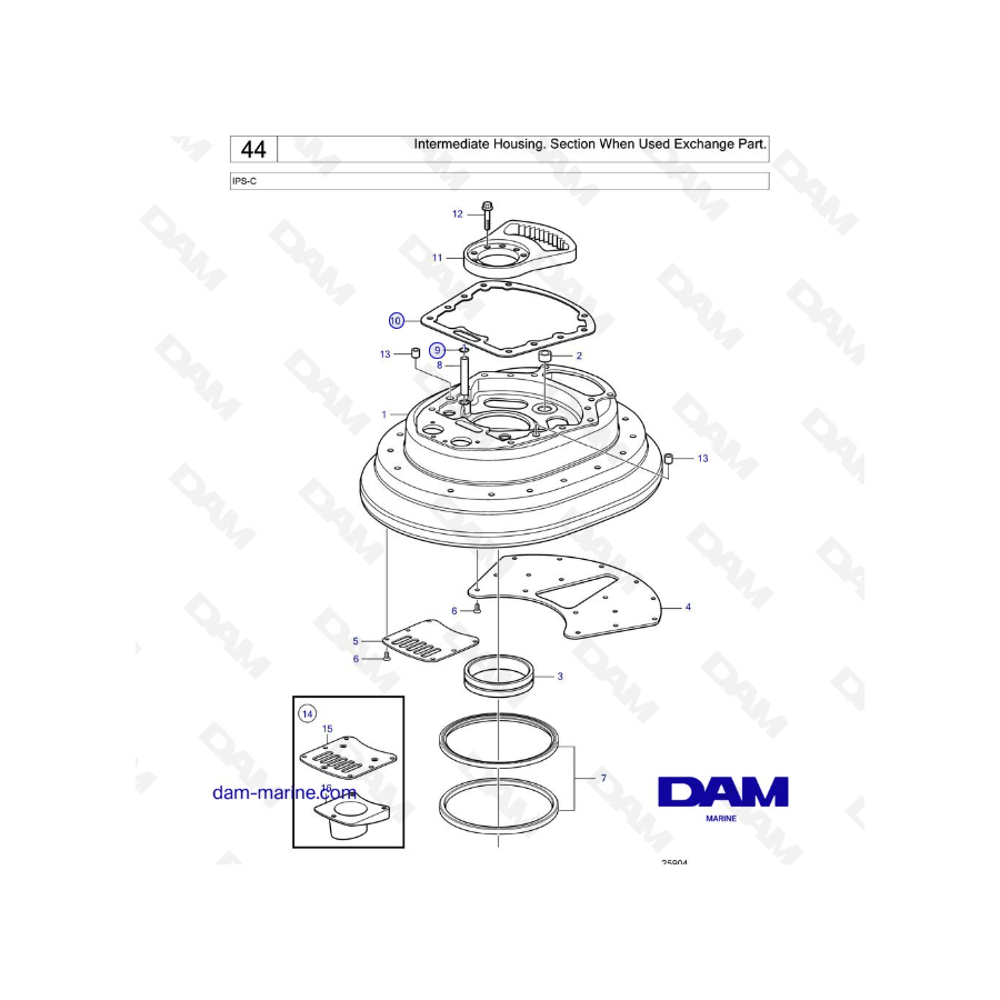 Volvo Penta IPS-C - Intermediate Housing. Section When Used Exchange Part.