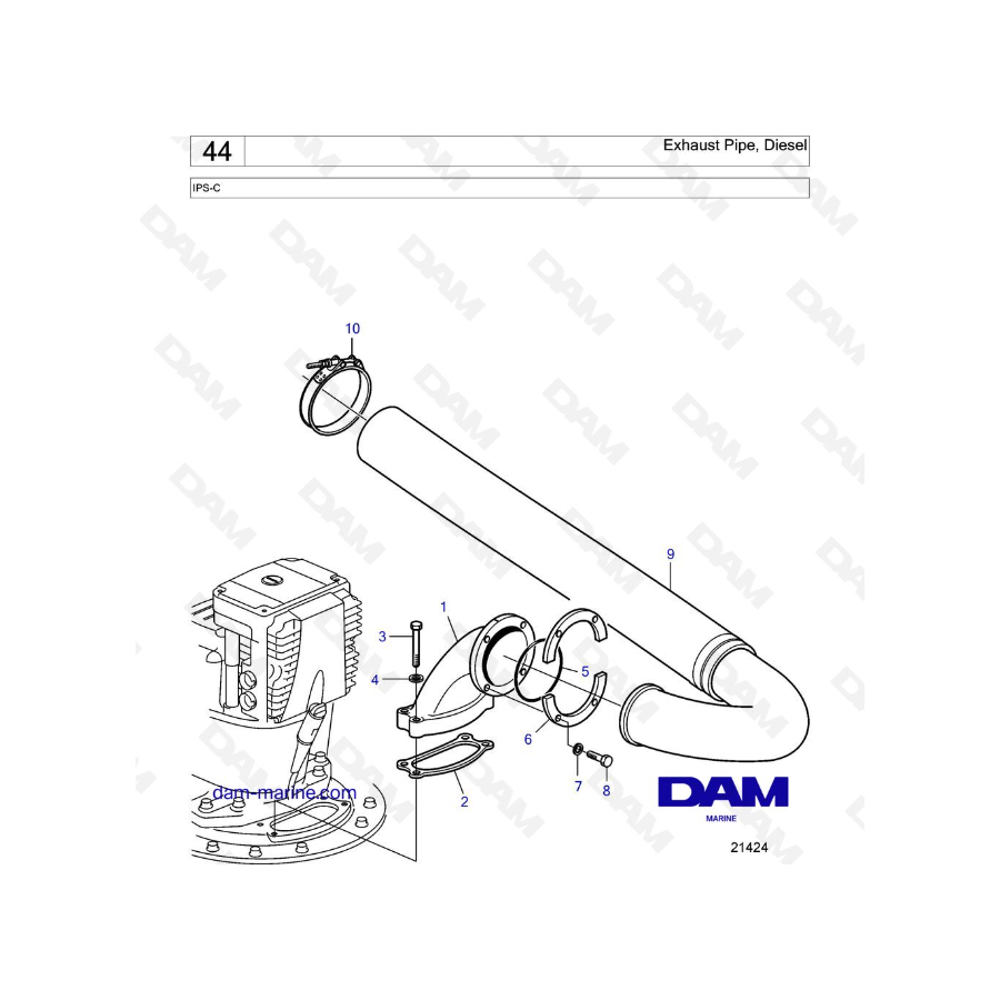 Volvo Penta IPS-C - Exhaust pipe, diesel