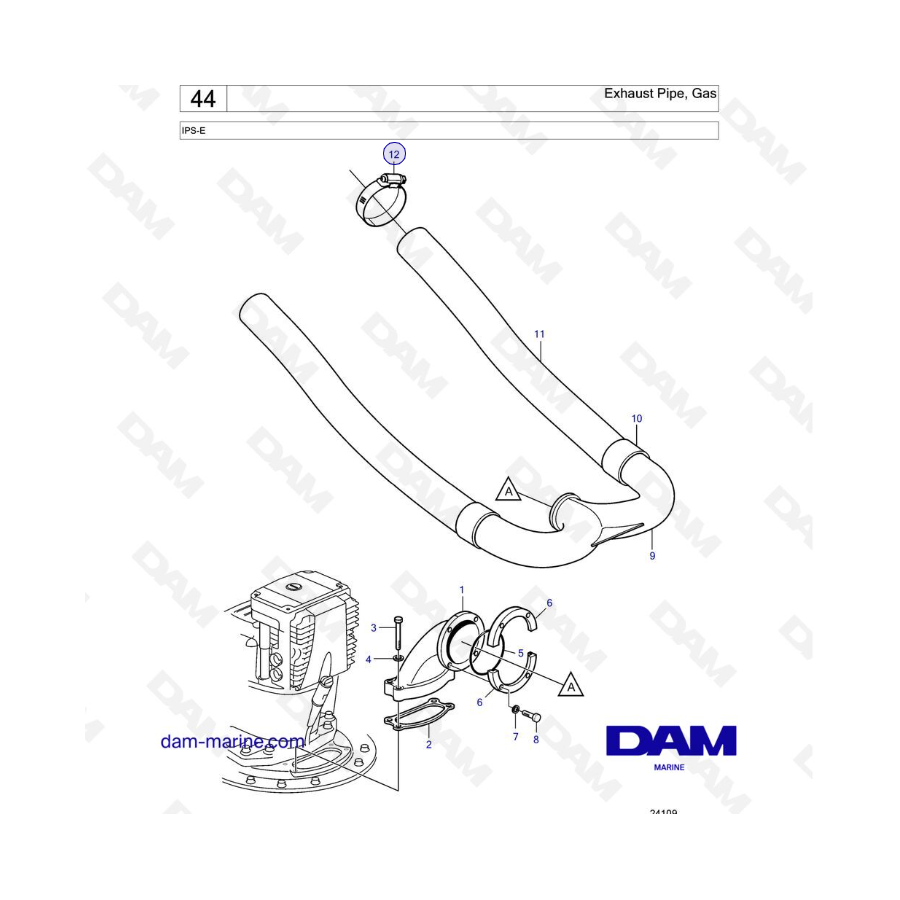 VOLVO PENTA IPS-E - Tubo de escape, Gas