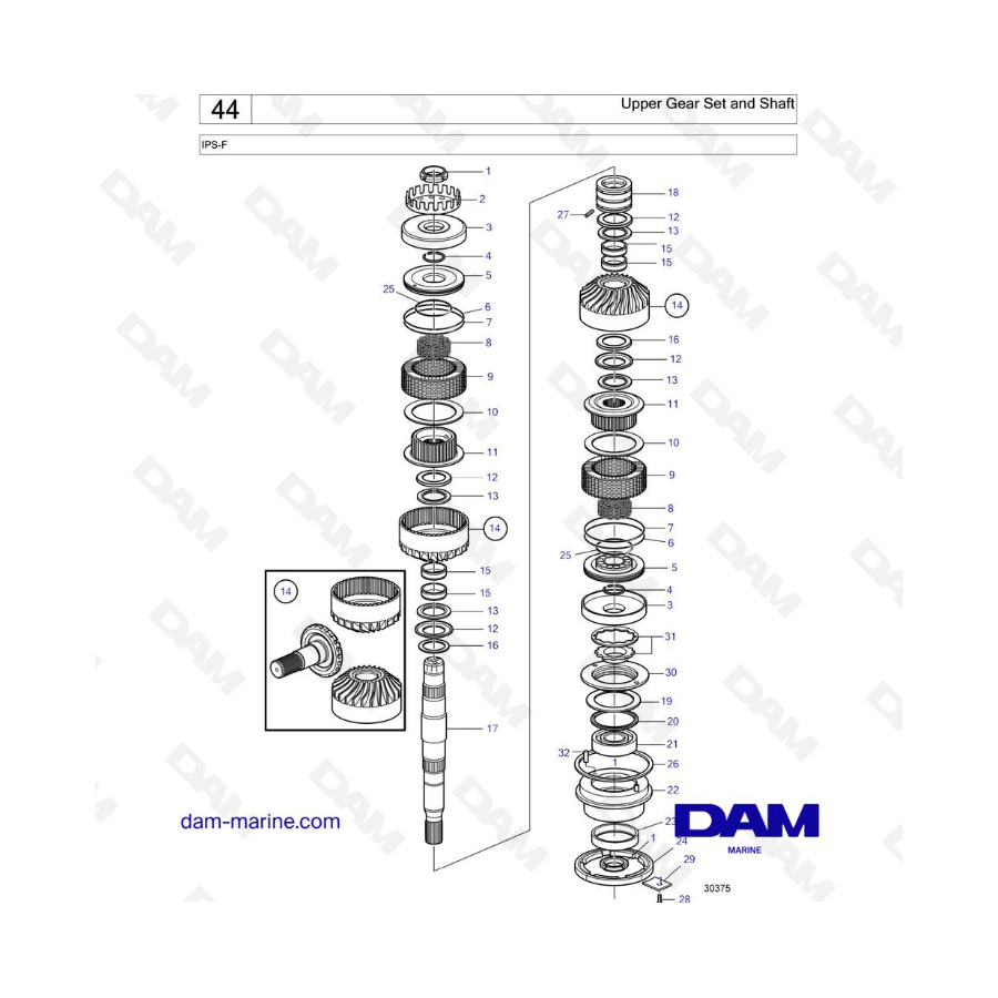 VOLVO PENTA IPS-F - Conjunto engranaje superior y eje