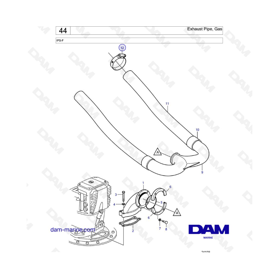 VOLVO PENTA IPS-F - Exhaust Pipe, Gas