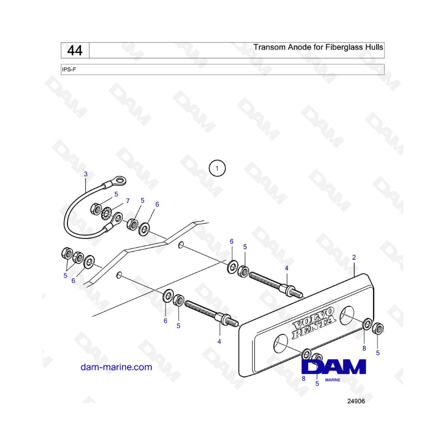 VOLVO PENTA IPS-F - Ánodo de popa para cascos de fibra de vidrio