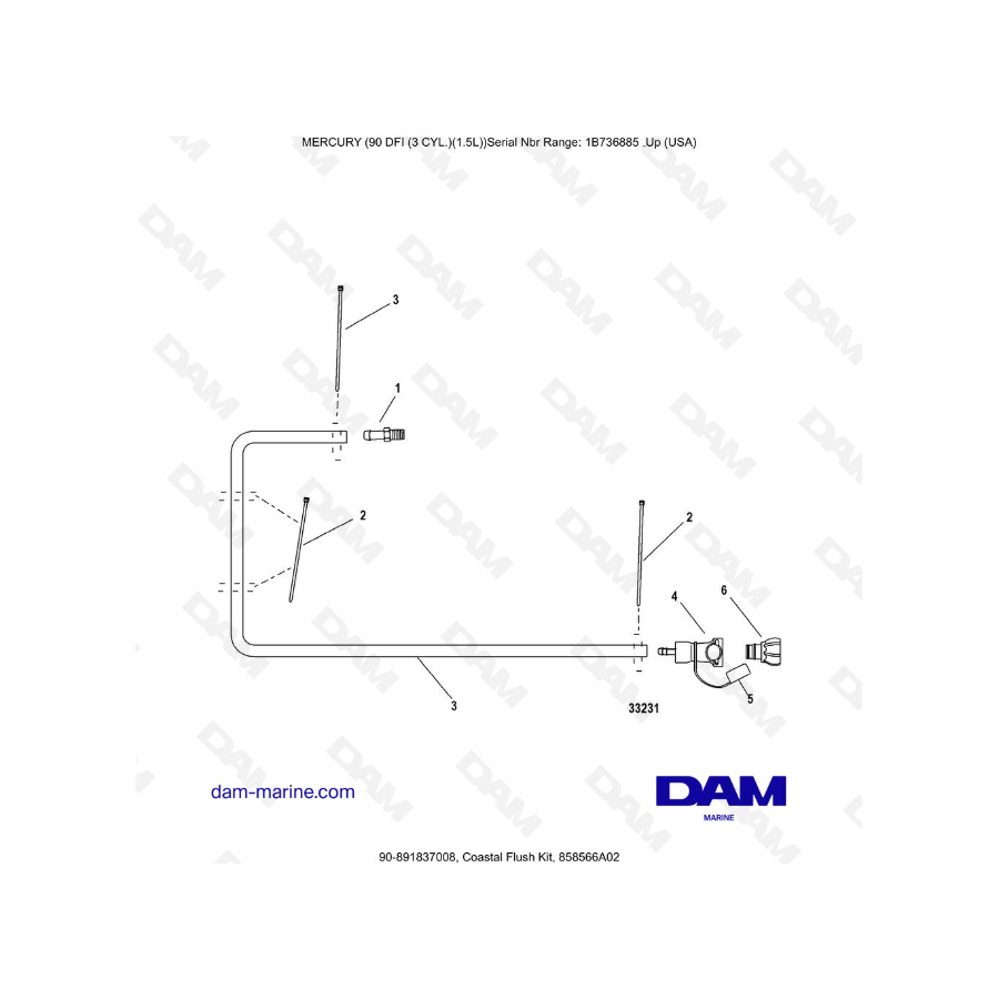 Mercury Optimax 90 - Coastal Flush Kit, 858566A02