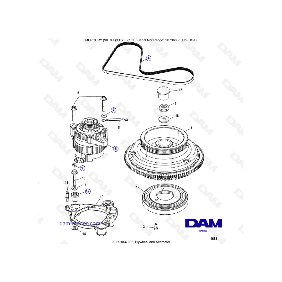 Mercury Optimax 90 - Flywheel and Alternator