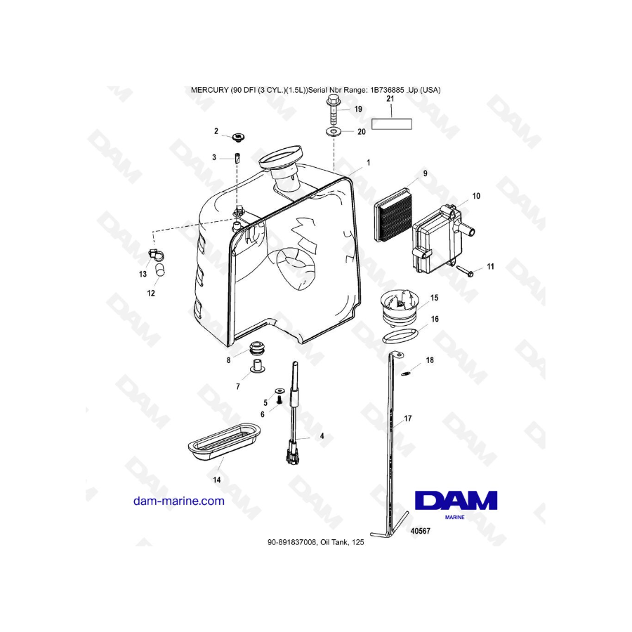 Mercury Optimax 90 - Oil Tank, 125