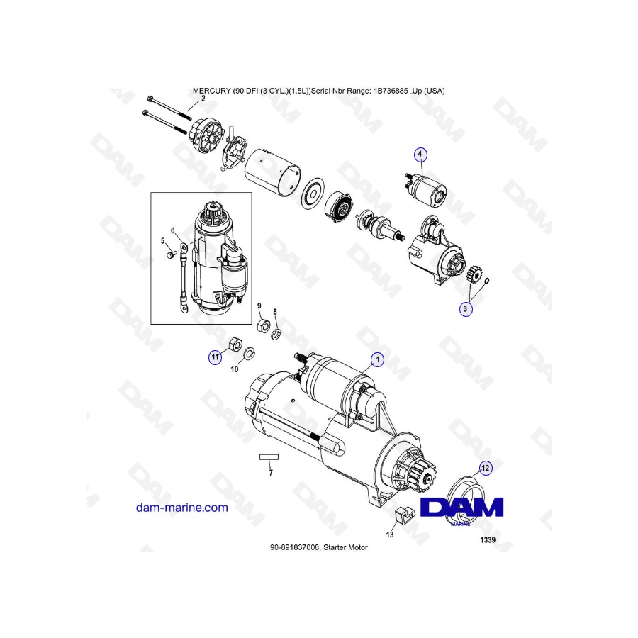 Mercury Optimax 90 - Starter motor