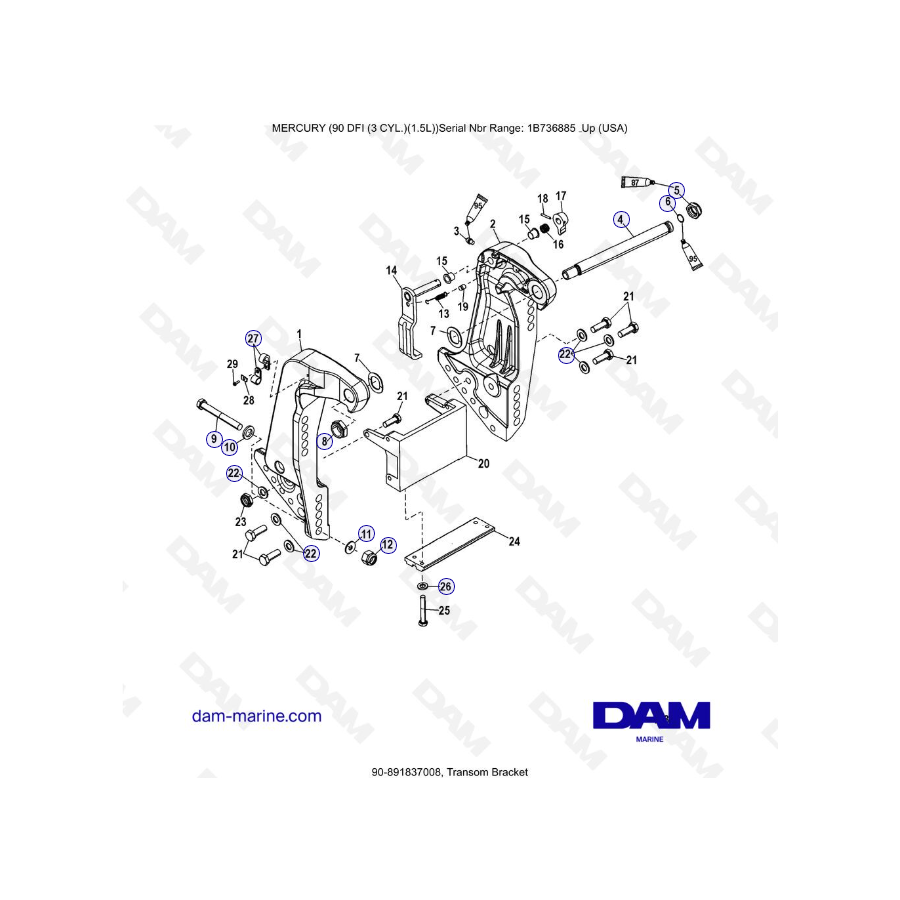 Mercury Optimax 90 - Transom Bracket