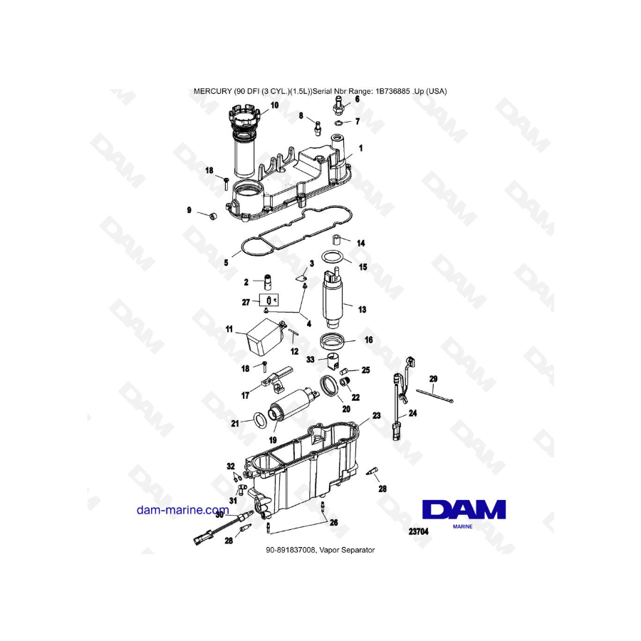 Mercury Optimax 90 - Separador de vapor