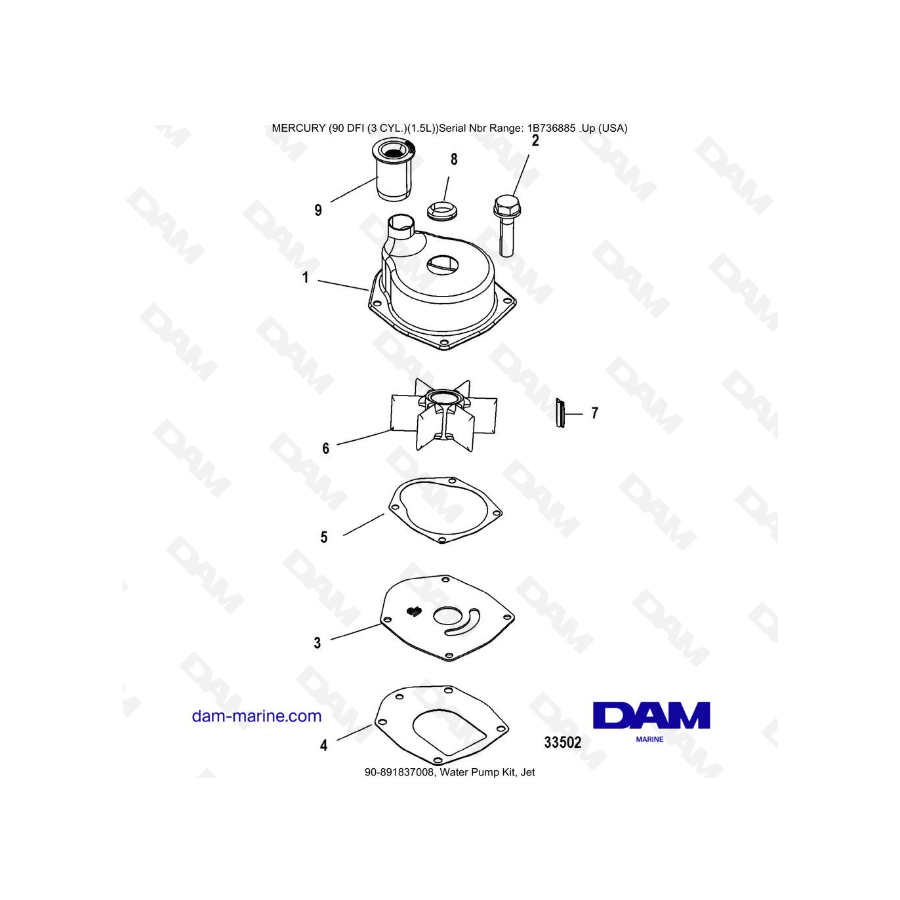 Mercury Optimax 90 - Kit de bomba de agua, Jet