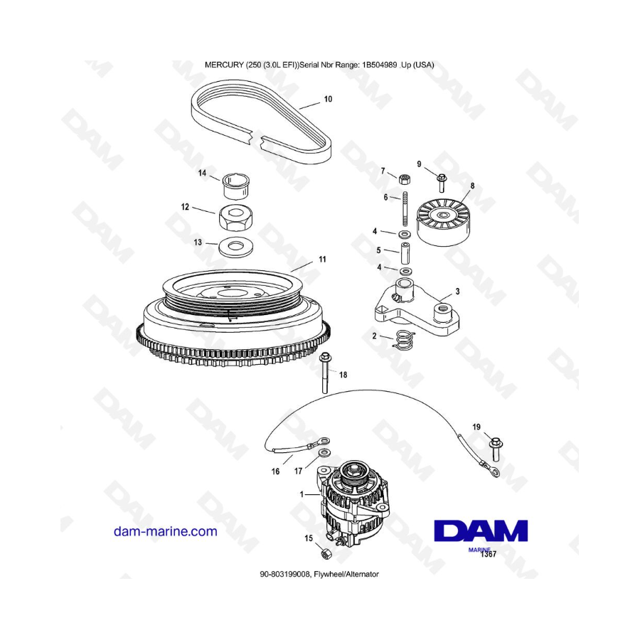 MERCURY 250 EFI 3.0L - Flywheel/Alternator