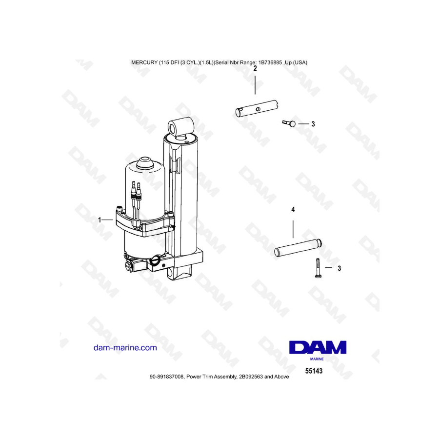 Mercury Optimax 115 - Conjunto de compensación hidráulica, 2B092563 y superior