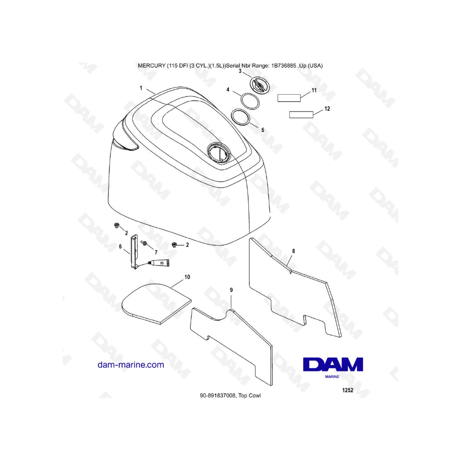 Mercury Optimax 115 - Top cowl