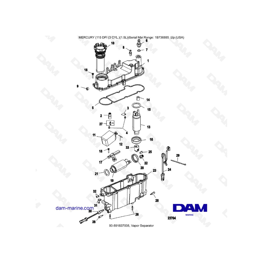 Mercury Optimax 115 - Separador de vapor