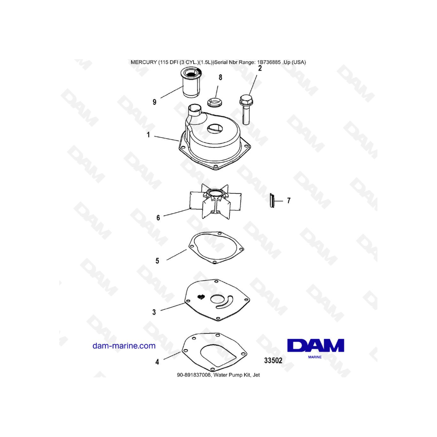 Mercury Optimax 115 - Kit de bomba de agua, Jet