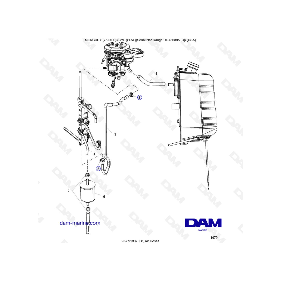 Mercury Optimax 75 - Air Hoses