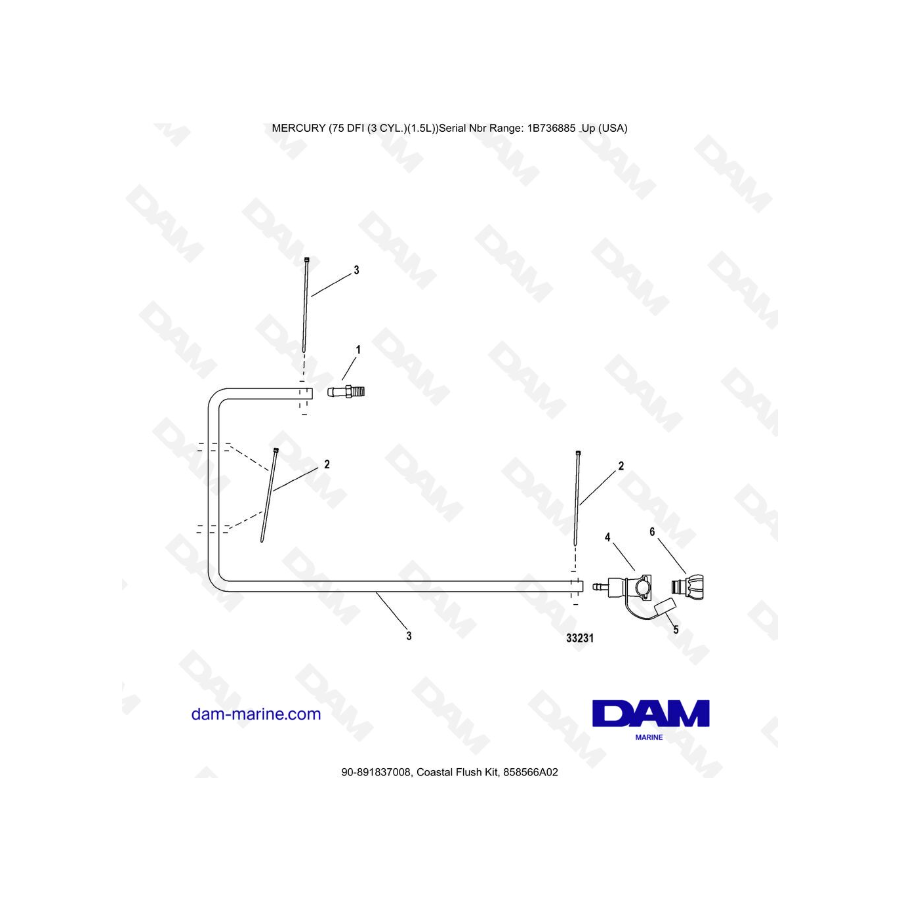 Mercury Optimax 75 - Coastal Flush Kit, 858566A02