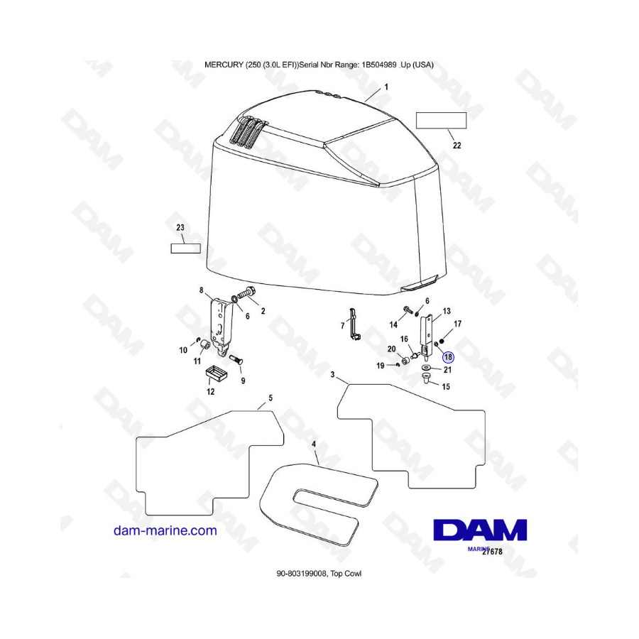 MERCURY 250 EFI 3.0L - Top Cowl