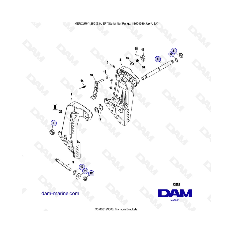 MERCURY 250 EFI 3.0L - Soportes de popa