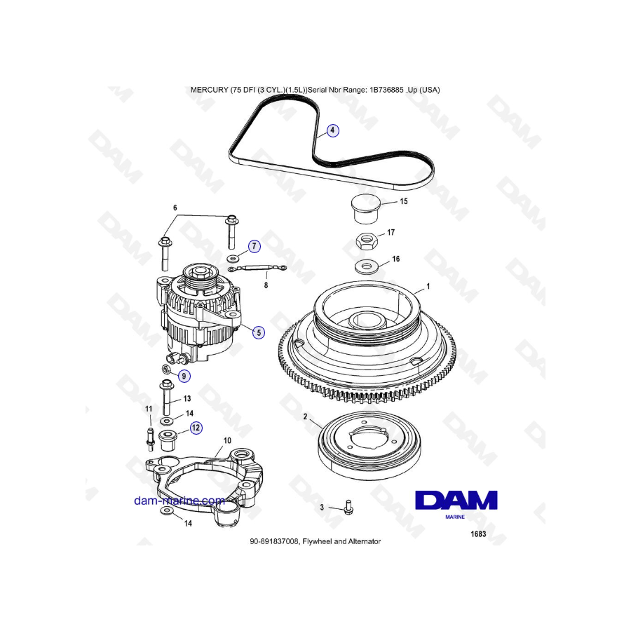 Mercury Optimax 75 - Flywheel and Alternator