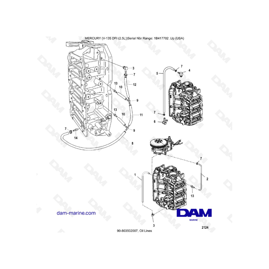 Mercury V-135 Optimax - Oil Lines