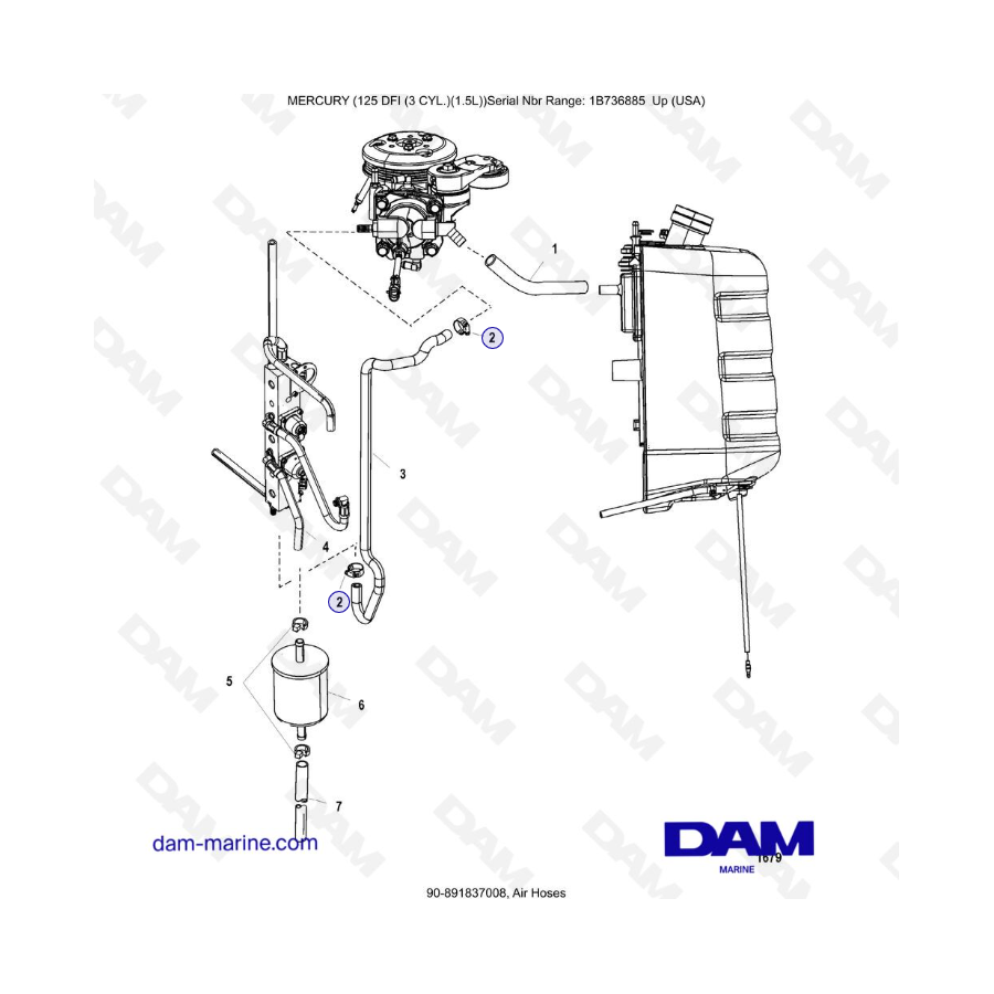 Mercury 125 DFI 1.5L - Air Hoses