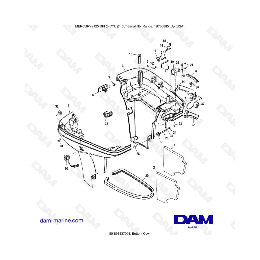 Mercury 125 DFI 1.5L - Carenado Inferior