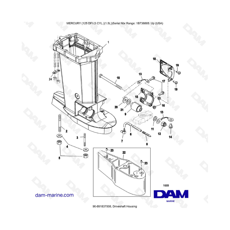 Mercury 125 DFI 1.5L - Driveshaft Housing