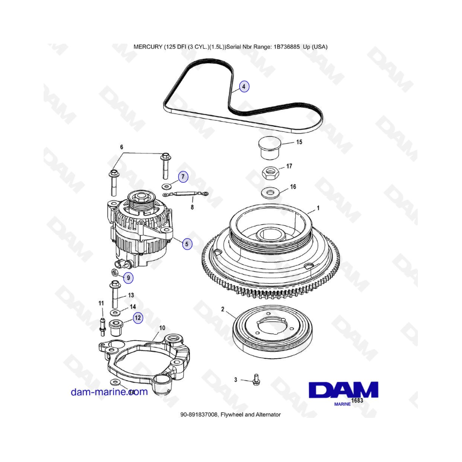 Mercury 125 DFI 1.5L - Volante y Alternador