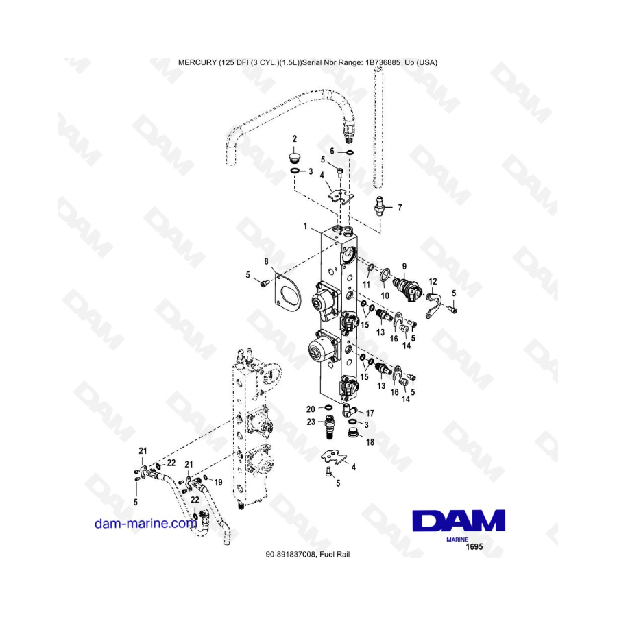 Mercury 125 DFI 1.5L - Riel de combustible