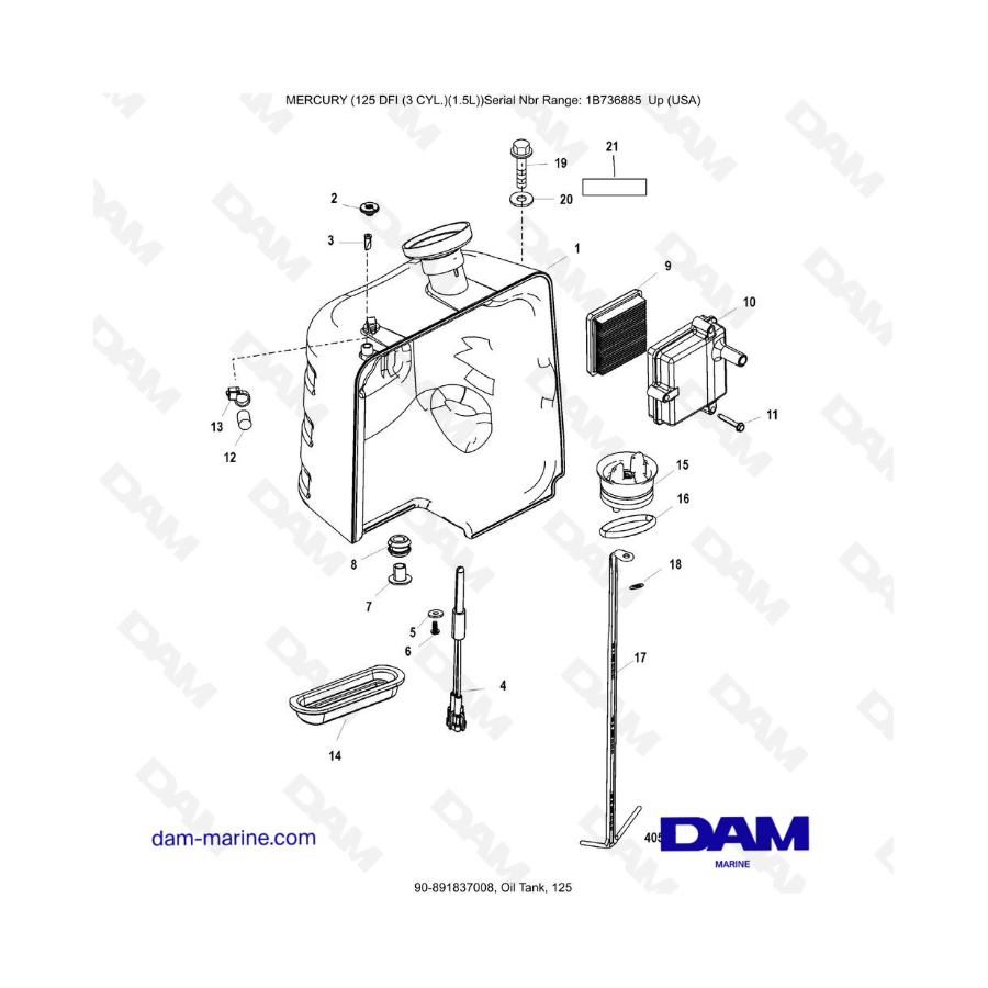 Mercury 125 DFI 1.5L - Oil Tank, 125