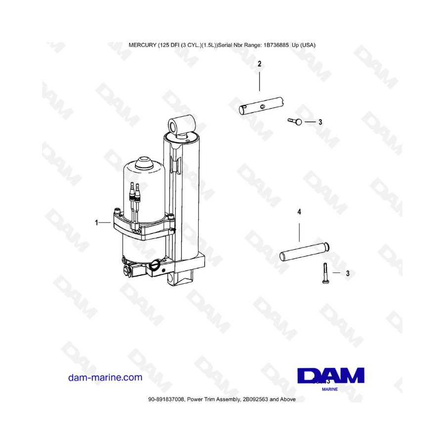 Mercury 125 DFI 1.5L -  Power Trim Assembly, 2B092563 and Above