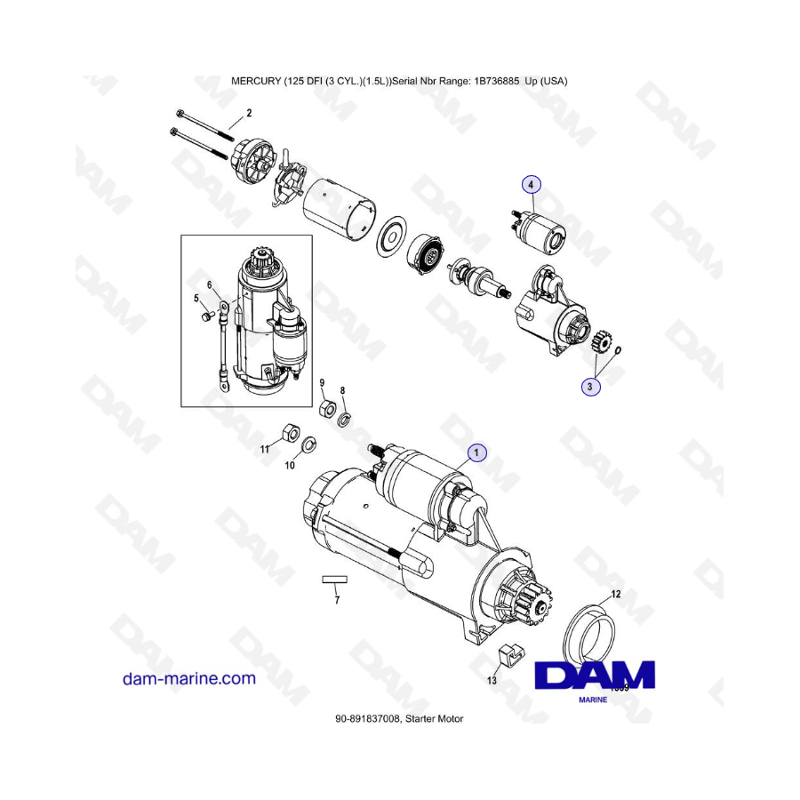 Mercury 125 DFI 1.5L - Motor de arranque