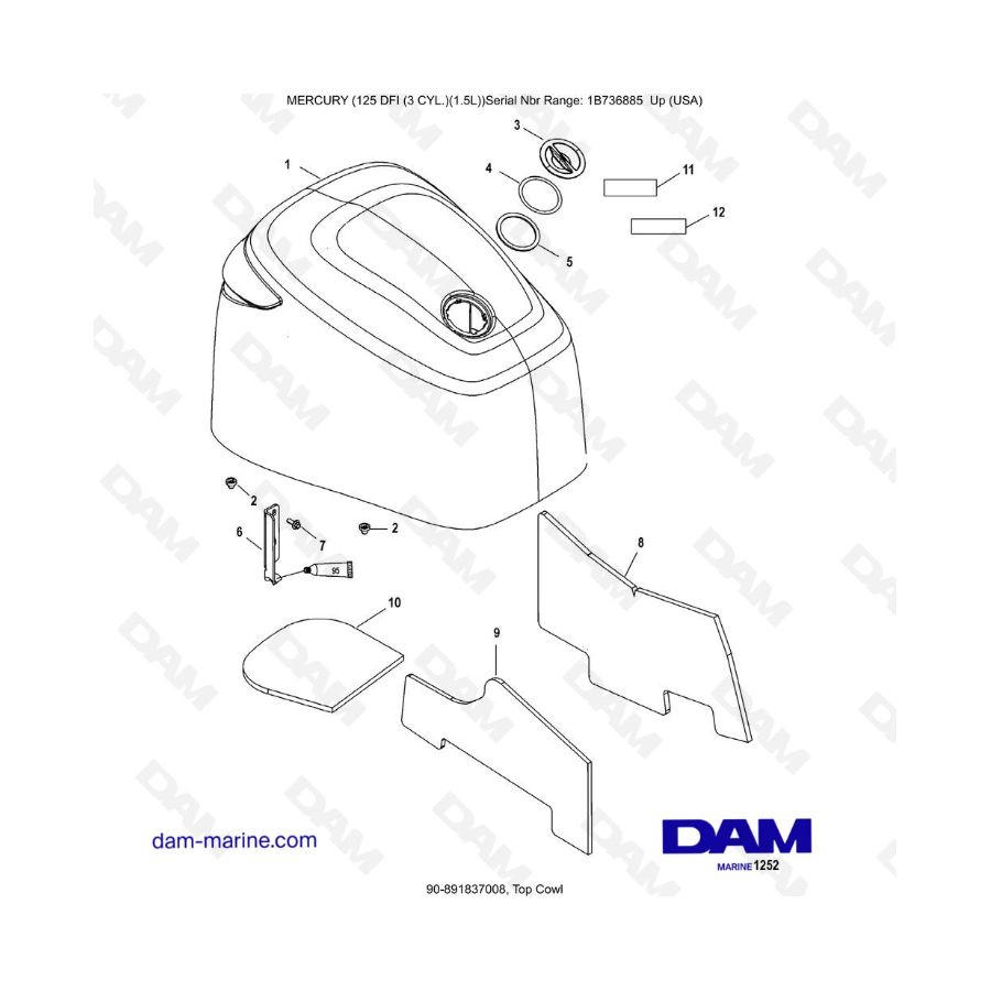 Mercury 125 DFI 1.5L - Cubierta superior